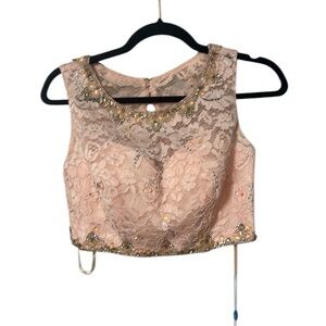 Layla K LK 90 Blush Lace Cropped Gown Top Size 8